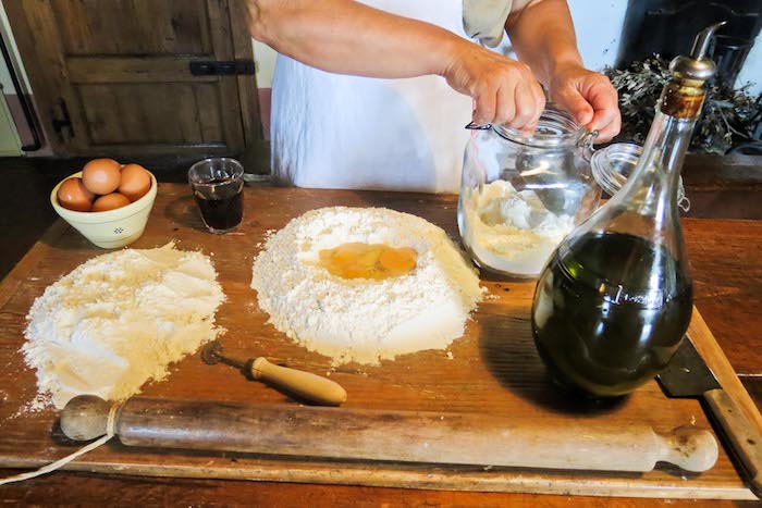 Home made pasta ingredients - cooking classes in Chianti Siena Tuscany